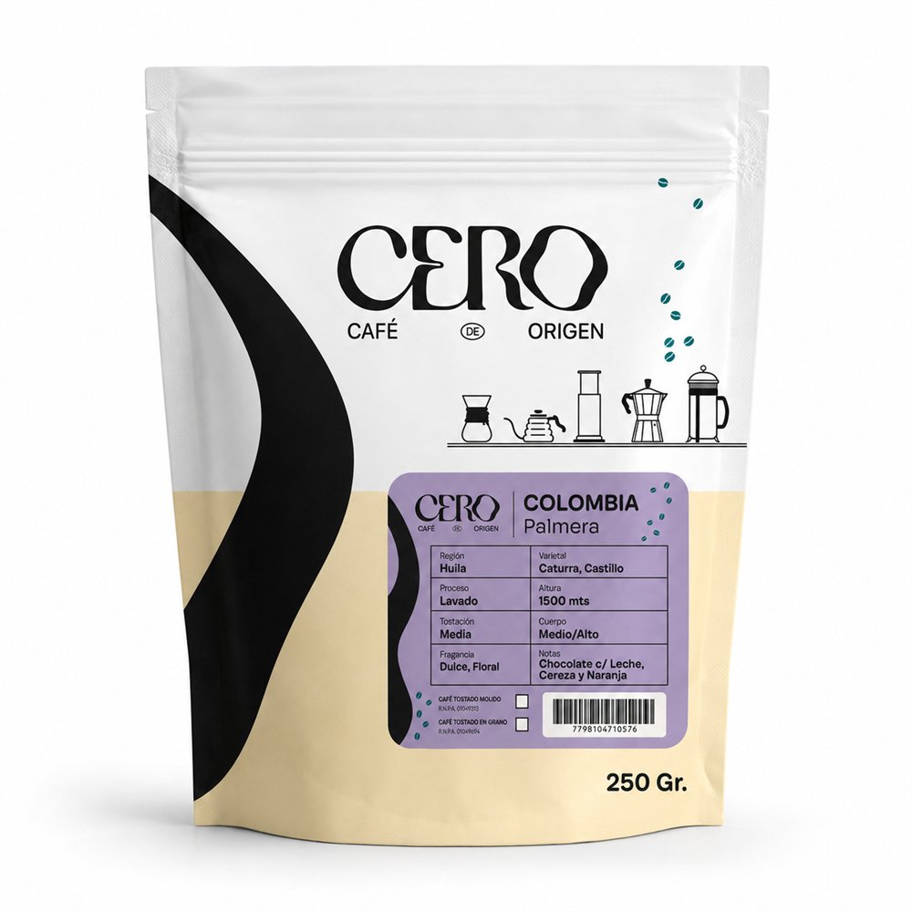 Packaging del café Colombia Palmera de Cero